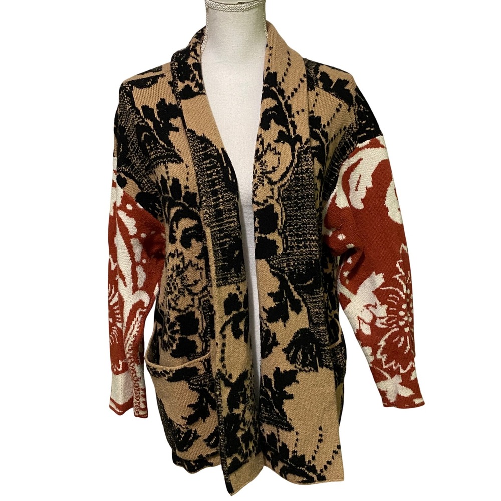 Anthropologie Lola Cocoon Cardigan Floral Jacquard Open Front XS/S